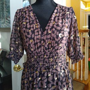 Express Leopard Print Black/Gold Dress